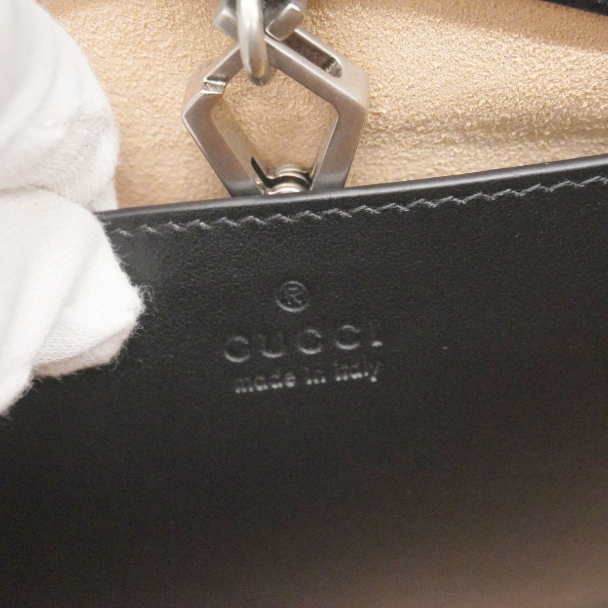 Auth [6bb1591-k] GUCCI Shoulder Bag GG Marmont 681483 Leather Black Silver m... thumbnail 5