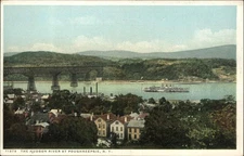 Poughkeepsie NY New York Hudson River Birdseye View c1900-20s Vintage Postcard