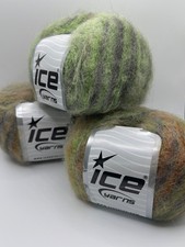 LOT of 3 Kid Mohair Alpaca Color 78231 Ice Yarn 3x295yd 885yd Green Orange Grey