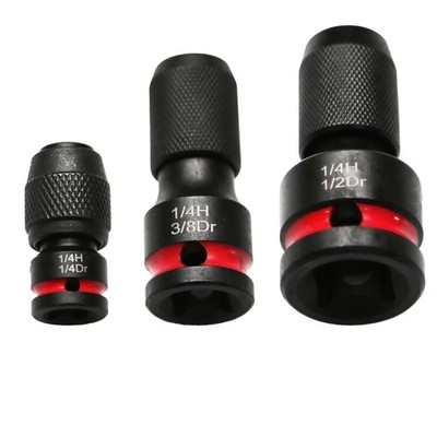 TMAX 3pc 1/2''&3/8''&1/4'' Square Drive to 1/4'' CR-MO Impact Hex Socket Adapter