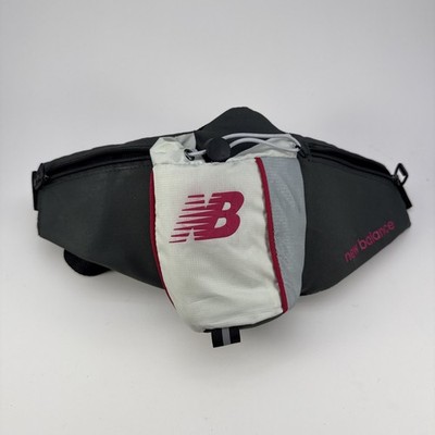 NEW BALANCE Running Waist Belt Fanny Pack 2 Pocket 1 Bottle Holder Gray Pink