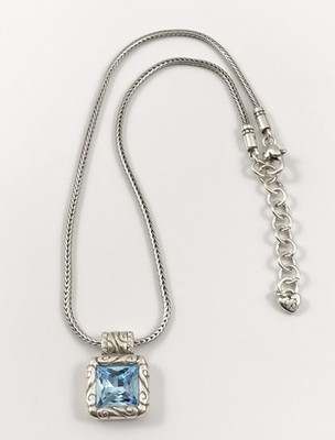 Brighton Regina Ocean Blue Swarovski Crystal Silver Pendant Necklace. #523