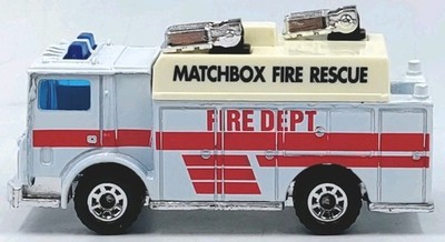 Matchbox 1991 Fire Dept Mack Auxillary Power Truck White 1:84 Diecast Loose