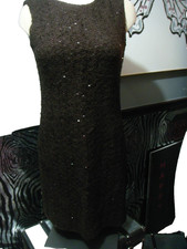 Mario Balthazar sleeveless lined dress size 6 brown with sequin USA made