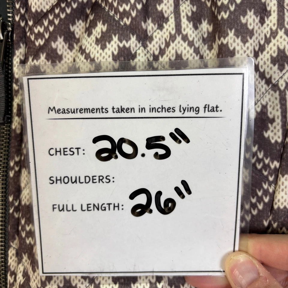 Chaleco acolchado acolchado acolchado Coldwater Creek para mujer M 10-12 marrón crema Fair Isle con cremallera Foto 4 de 4