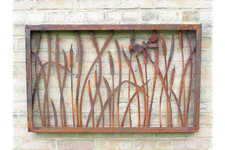Rustic Garden Wall Hanging Art Sculpture Wall Hung Metal Bush Reeds Decoration