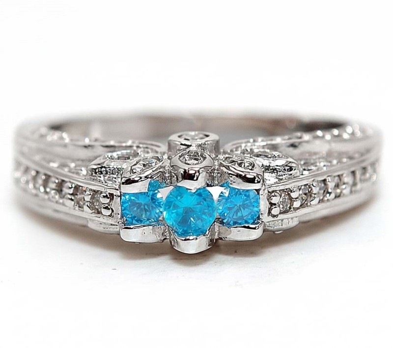 1CT Heat Treated Blue Topaz 925 Sterling Silver Ring Jewelry Sz 6 NF1-7