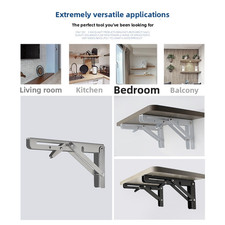 Fold Down Shelf Brackets Pair Cold Rolled Steel Triangular Support for Cabinets