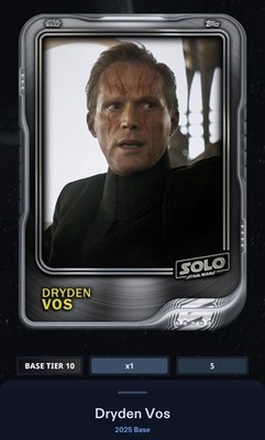 Dryden Vos - Series 3 Tier 10 Base 5cc - Star Wars Card Trader 2025
