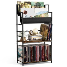 Vinyl Record Storage Stand, 4-Tier LP Record Storage with Display Shelf, Hold...