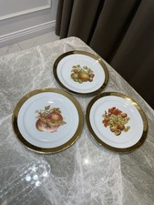 Antique C.P. Bavaria Germany Porcelain Dinner Plates Fruit Grapes Gold 3