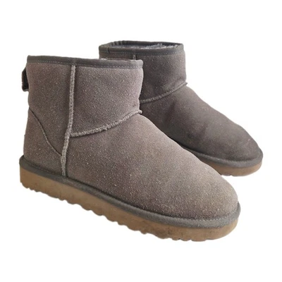 UGG Classic Mini Boots Womens UK 6.5 Grey Serein Shimmer Sheepskin Ankle Winter