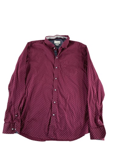 Craft + Flow Shirt Mens Large Cranberry Diamond Print Stretch Button Down LS