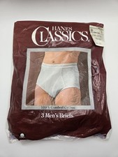 Hanes Classics Mens Briefs Sz 40 White 3 pack NOS VTG NEW 1984 100 Cotton