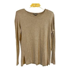 Vince Mottled Greinge LS T Shirt Top Shoulder Pads Sz M Pima Cotton Modal J23