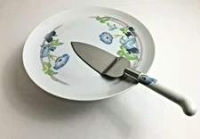 Westbury Toscany Collection Ceramic Pedestal Cake Stand w/Cake Cutter Japan