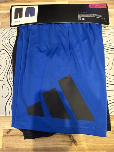Adidas Shorts 2-Pack Boys Youth Size Medium 10/12 Black Blue Pockets Basketball - Picture 4 of 4