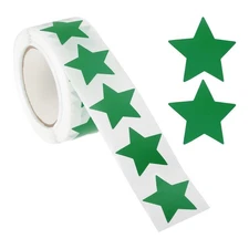 1" Star Stickers, 500 Pcs Semi Gloss Labels for Teacher Supplies, Green