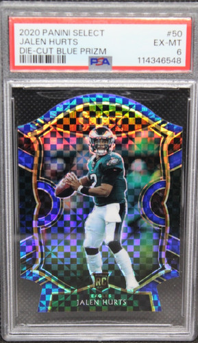 2020 Select Concourse Die-Cut Blue Prizm Jalen Hurts PSA 6 EX-MT Eagles #50
