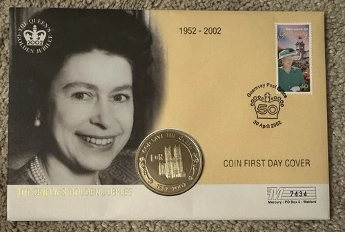 2002 Ascension Islands 50p In FDC QEII Golden Jubilee. 1 Guernsey Stamp 7434