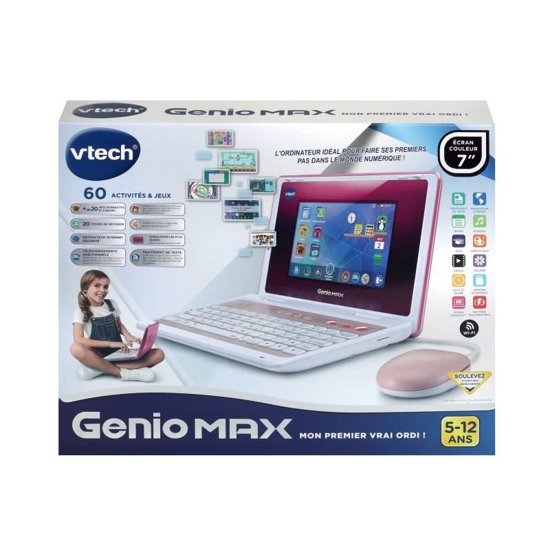 VTech Genio Max rose ordi éducatif écran 7 pouces azerty fille