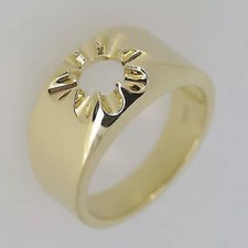 Round Shape 4MM Semi Mount Ring 925 Sterling Silver Yellow Plated Unisex Ring