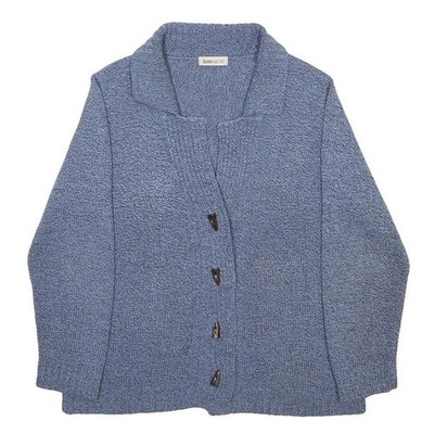 BONMARCHE Damen Blau Schlichter Pullover Rundhalsausschnitt Basic Strick Gr. L