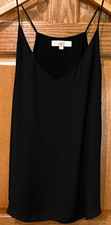 LOFT Black Sleeveless Slip dress, V-Neck, Chiffon, Lined, Short, L