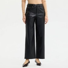 Women's Straight Leg Ankle Pants - A New Day Black S
