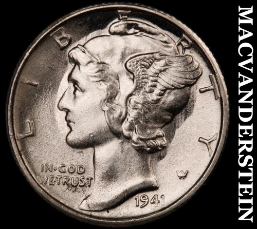 1941-S Silver Mercury Dime-Super Choice Gem BU ++++ Lustrous No Reserve #i2803