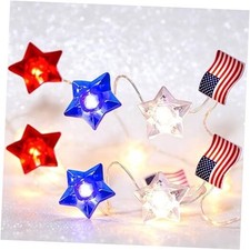 4th of July String Lights, Red White Blue 10FT 30 LED Battery White Red Blue