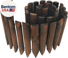 Garden Wooden Short Fence Burnt Wood Finish Outdoor Landscape Edging Flexible De