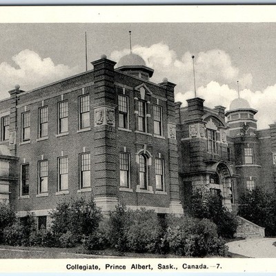 c1930s Prince Albert, SK Collegiate High School Postcard Photo-Gelatine Canada