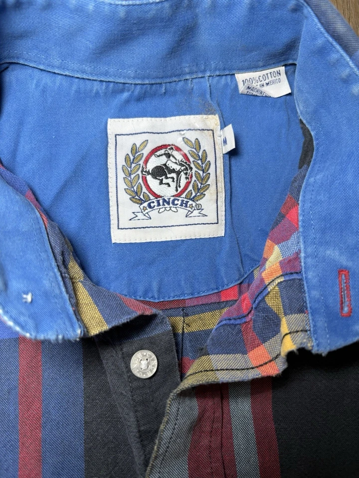 Cinch Vintage Hombre Cuadros Peso Pesado Rodeo Abotonado, Talla Mediana Foto 2 de 4