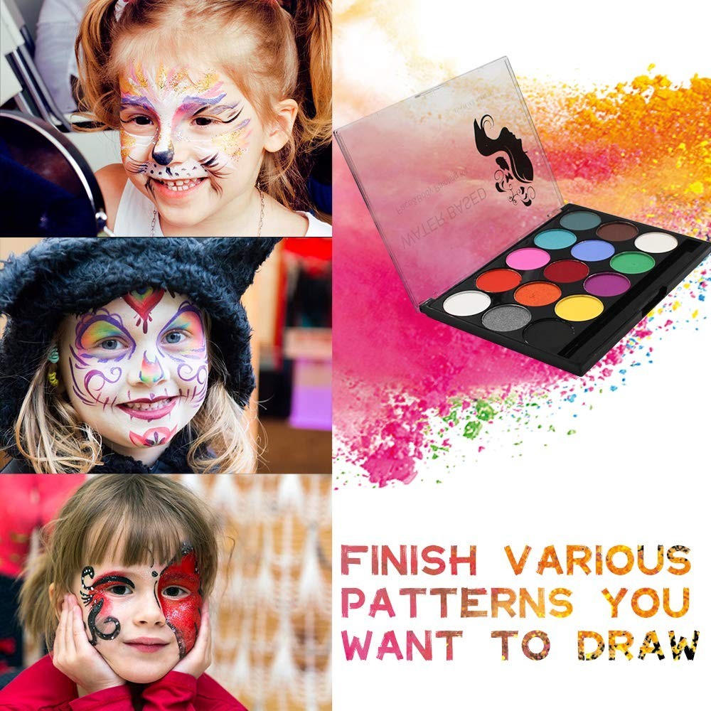 Professional Face Paint Kit - 15 Hypoallergenic Colors for Halloween & Cosplay