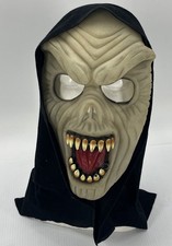 Demon Ghoul Monster Pull Over Rubber Mask with Black Shroud Costume Scary 18
