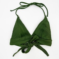Robin Piccone Bikini Top Size Large NEW Green Lily Halter Swim Tie Back NWOT