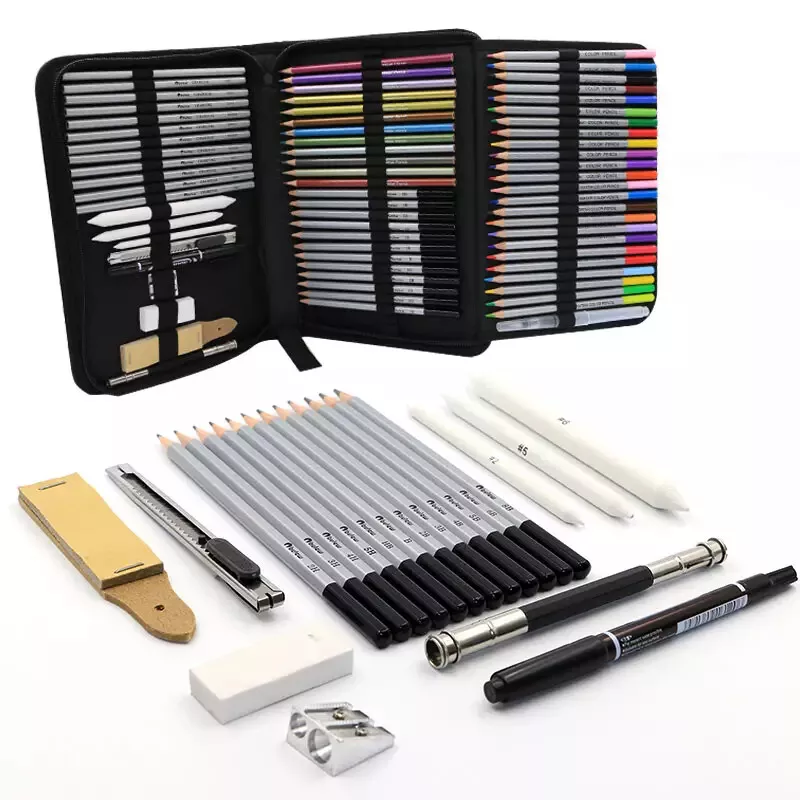 51Pcs Drawing Artist Pencils Set Kit Professional Sketch Art Tools