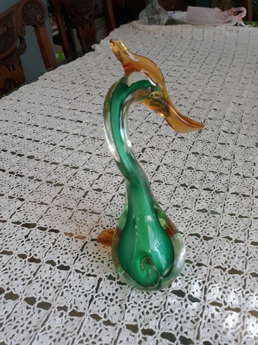 Gorgeous Vintage Mid Century Modern Murano Glass Crested Duck Figure - Picture 7 of 12