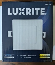Luxrite 4 Inch Square LED Downlight 5 Color Option 2700K-5000K High Hat Recessed
