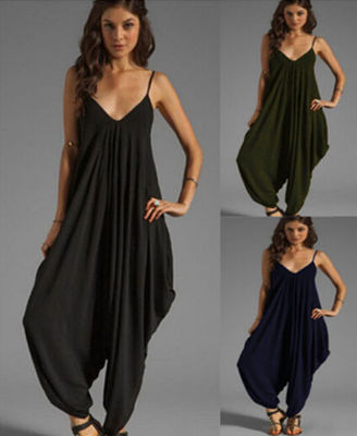 NEW WOMENS BAGGY STRAPPY CAMI ALI BABA HAREM LADIES JUMPSUIT PLAYSUIT SIZES 8-26