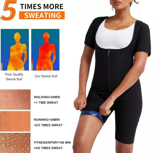 Frauen Schwitz Sauna Anzüge Taillentrainer 3 in 1 Thermo Body Suit Shaper Training USA - Bild 5 von 14