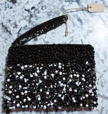 NWT Black & White Beaded Coin Purse From Suzie Blue