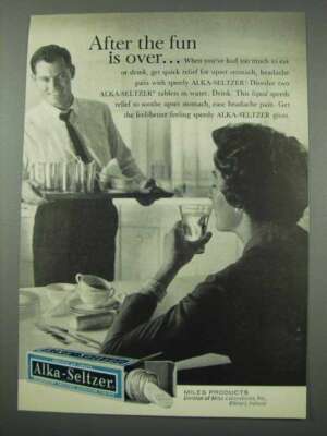1961 Alka-Seltzer Tablets Ad - After The Fun Is Over