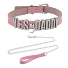 PINK Pu Leather Daddy Collar O-Ring Buckled Custom Fun Fancy Necklace Choker