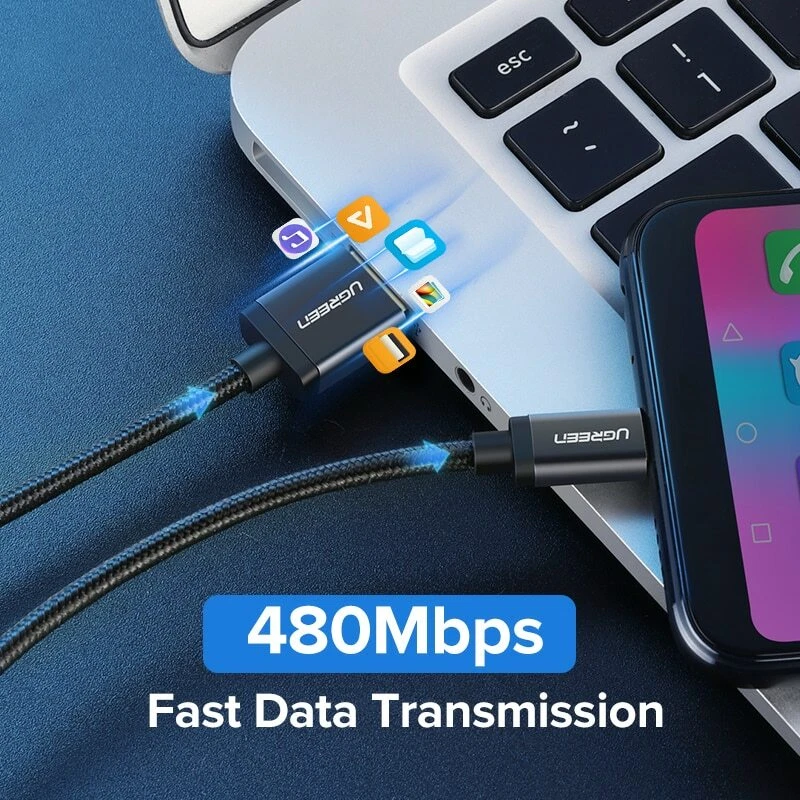 Ugreen Micro USB Cable Trenzado Carga Rápida Datos Negro Gris Plata. 0,25 m - 3 m Foto 2 de 4