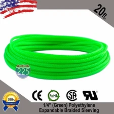 20 FT 1/4" Green Expandable Wire Cable Sleeving Sheathing Braided Loom Tubing US
