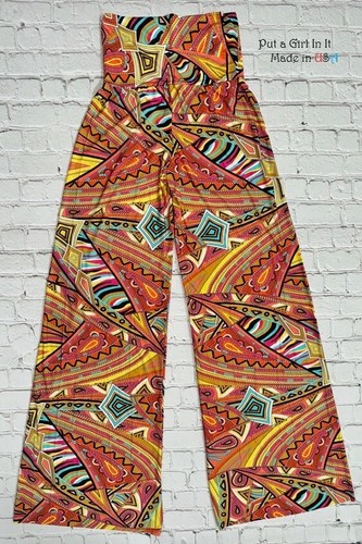 USA Neu Damen JUP FOLDOVER HIGH WAISTED PAISLEY SEIDIG BOHO PALAZZO HOSE S M L - Bild 2 von 2