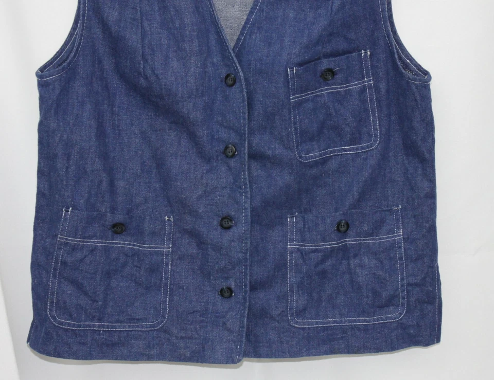Vtg Sears Denim Jean Vest Farmers Wife Prairie Boho Western Rockabilly Blue 16 - Image 3 of 4