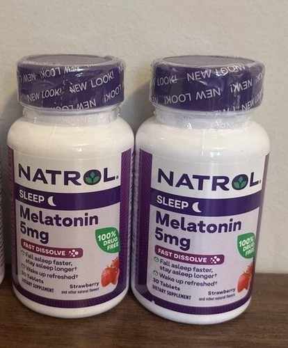 2-Natrol Melatonin 5 Mg Fast Dissolve, Strawberry 30Tablets EACH 10/2025